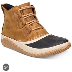 Sorel Out And About Two-Tone Brown and Black Waterproof Lace-Up Boots